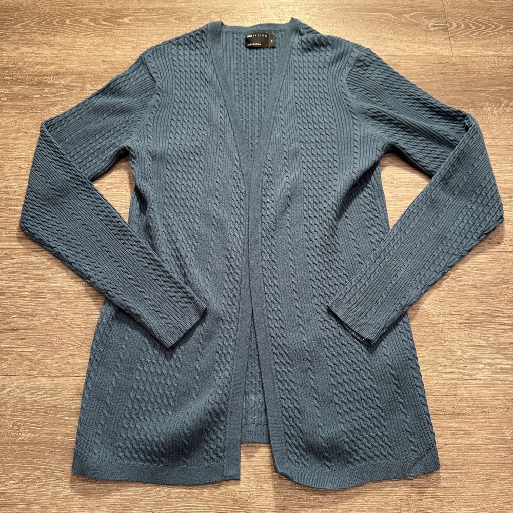 Asos Design Adult XS Blue Sweater Open Cable Knit‎ 100% Cotton Preppy Minimal